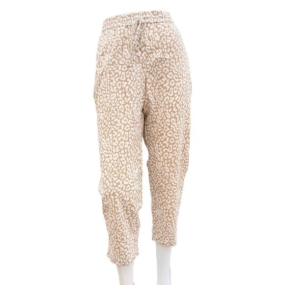 J. Crew Factory Leopard Print Drawstring Elastic Waist Crop Pants New Size 12 - Picture 3 of 8